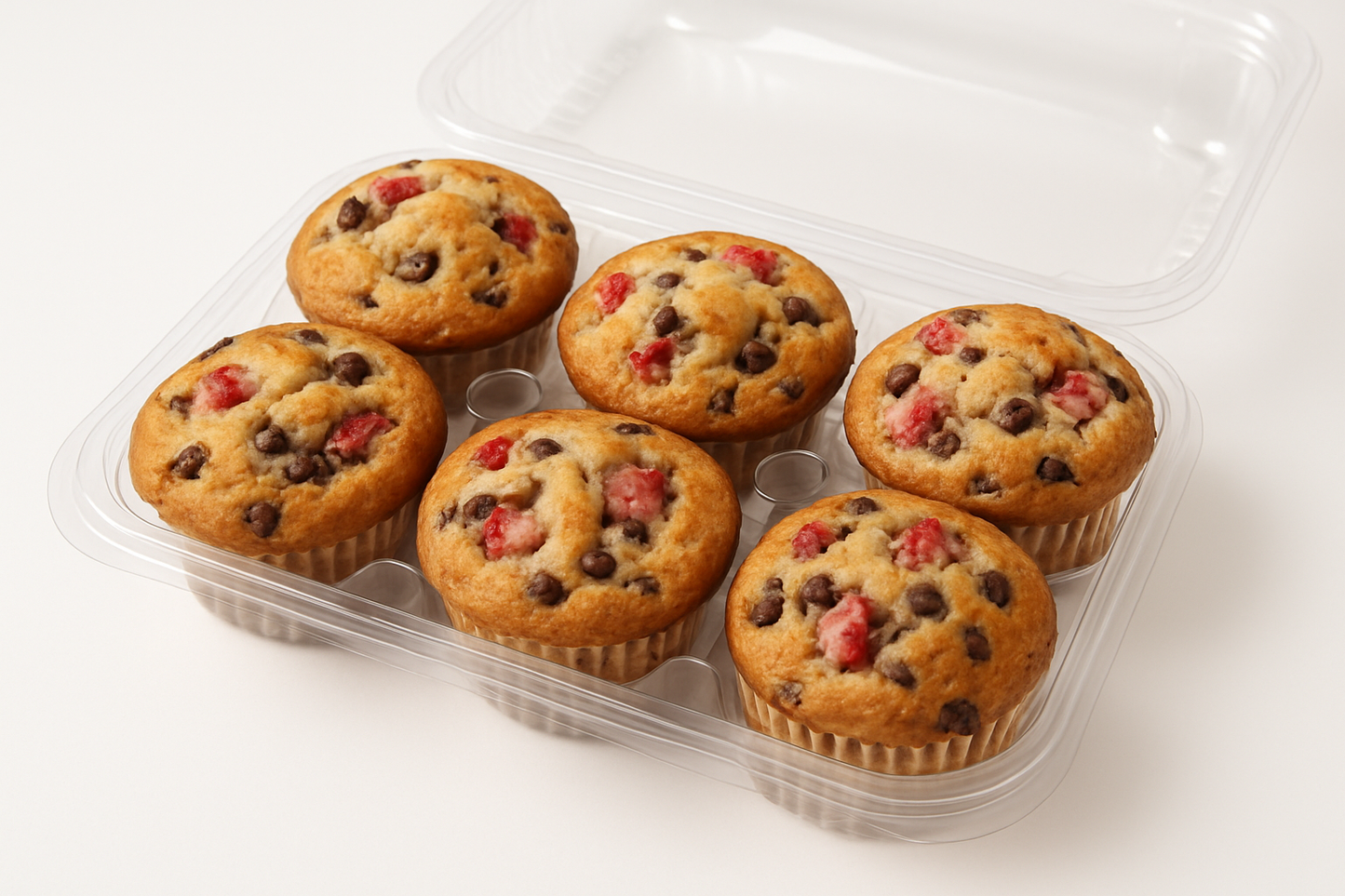 high protein high fiber 6 pack strawberry chocolate chip muffins muffincake bakery muffincakebakery.com
