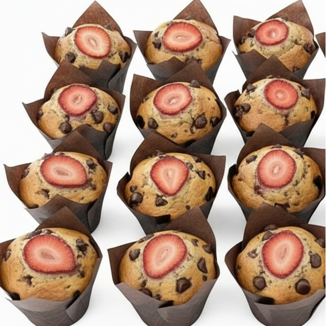 Strawberry Chocolate Chip VEGAN High-Protein High-Fiber MuffinCakes Muffins