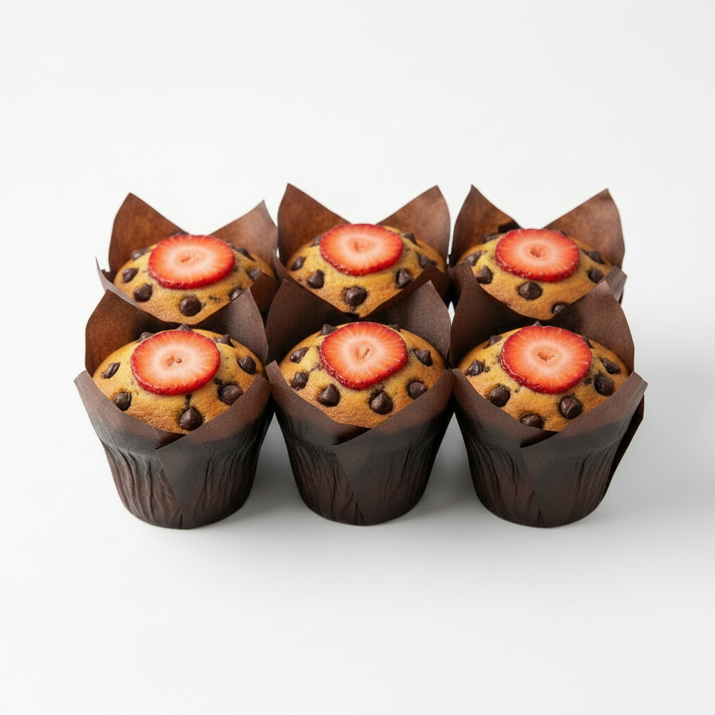Strawberry Chocolate Chip VEGAN High-Protein High-Fiber MuffinCakes Muffins
