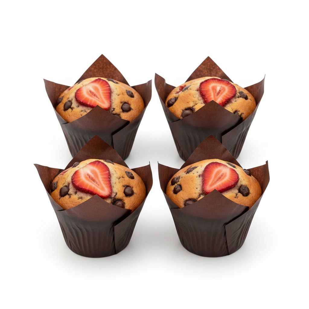 Strawberry Chocolate Chip VEGAN High-Protein High-Fiber MuffinCakes Muffins