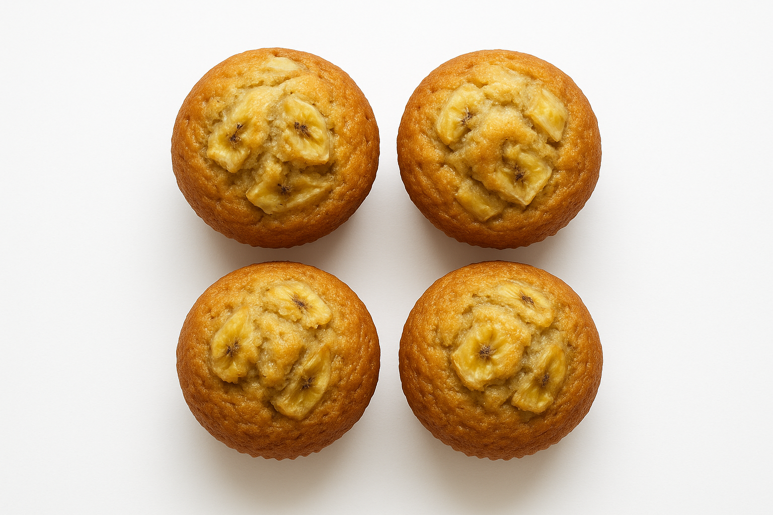banana muffins high top 4 pack white background